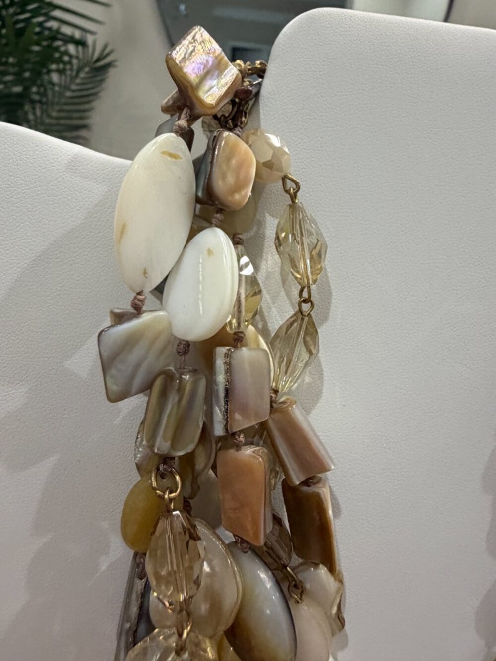 Chicos Collectibles Natural Mother of Pearl Shell Quartz Multi Strand Necklace - Picture 6 of 15